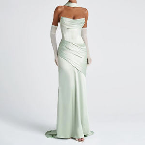 ZYHT 73483サテンマキシドレスマーメイドシルエット工場直接結婚式用カスタマイズ可能リボン手袋付き - Product Image 2