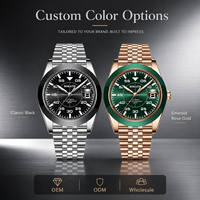 Montres mécaniques pour hommes, personnalisées, étanches, lumineuses, avec bracelet en acier inoxydable, vente en gros, cadeau