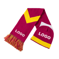 OEM Design Frauen Männer Stickerei Logo Jacquard Muster Hockey Fußball Fans Schals Mütze Set als Geschenk