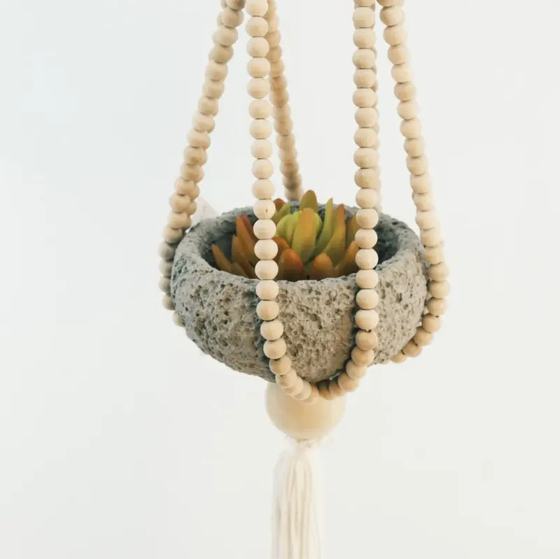 100% Handgemaakte Muur Houten Kralen Pothouders/Pot Hangers Voor Plant Huisdecoratie