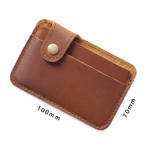 New Style Mens Wallet Crazy Horse Genuine Leather Minimalist Ultra Slim Credit Card Holder Wallet - Product Image 6