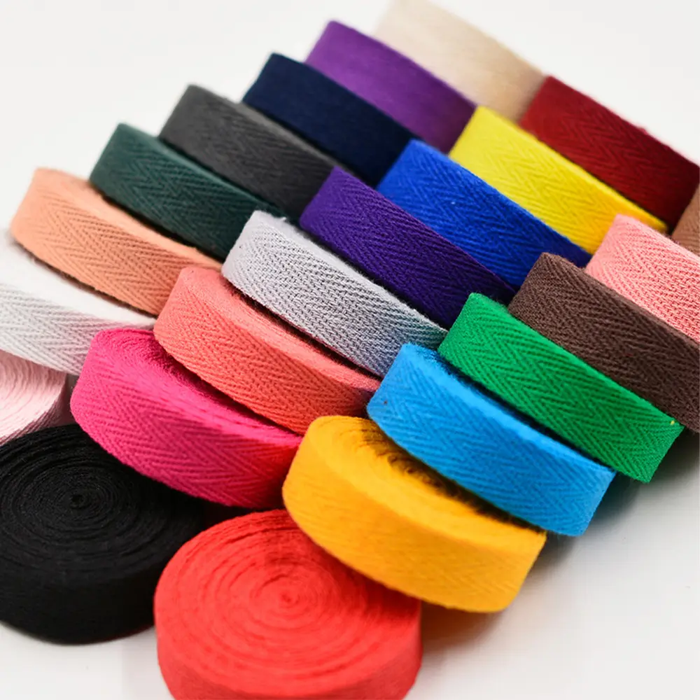 Wholesale high tenacity pantone color 50 yards 2mm heavy inelastic cotton polyester webbing for fitness equipment