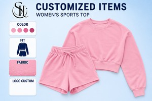 Ensemble 2 pièces personnalisé avec logo pour femme, collection automne 2026, marque privée, sweat-shirt et short taille haute, tenue de détente, yoga, gym, jogging - Product Image 5