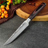 Couteaux à steak de qualité supérieure, 8 pièces, en acier Damas, manche en bois, couteaux dentelés