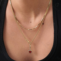 Collier pendentif cœur vintage en gros directement de l'usine Gemnel, plaqué or 18 carats, chaîne à billes, bijoux romantiques en zircon, cadeau pour femmes