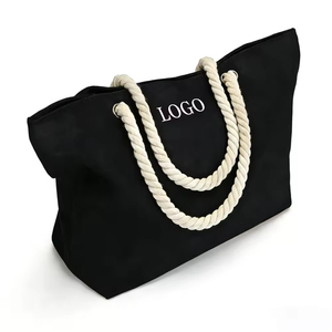 Bolsa de Playa de Gran Capacidad, Bolsa de Compras Reutilizable, Bolsa de Lona Ecológica con Logotipo Personalizado, Bolsa de Mano de Cuerda de Algodón - Product Image 2