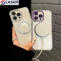 Coque de téléphone portable transparente, style simple, avec chargement magnétique, design enveloppant coloré pour objectif, et support intégré, compatible avec les séries iPhone 13-18