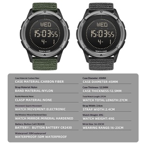 Reloj Deportivo Digital Personalizado para Exteriores, <span class=keywords><strong>Cronómetro</strong></span>, Alarma, Podómetro, Metrónomo, Brújula, Resistente al Agua 5 BAR, de Carbono, para Adultos - Product Image 2