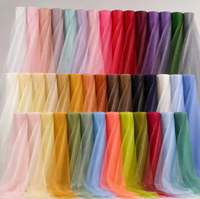 Tissu Organza Léger et Brillant en Satin de Lys et de Lotus, 100% Polyester, 20D 50D 51GSM, pour Décoration de Vêtements de Mariage