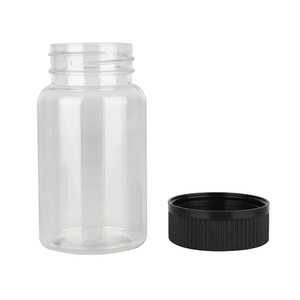 100cc 100ml Wide Mouth Clear Round Empty Pill Bottles <strong>Tablet</strong> Capsule Plastic Bottle <strong>Container</strong> With Black Child-resistant Lids - Product Image 2