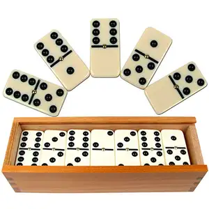 Wooden Dominoes High Quality Custom Wood Box Mini IVORY Urea Table Game Domino Blocks Set