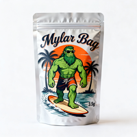 Sachet Doypack Mylar Personnalisé en Plastique, Anti-Odeur, Refermable avec Fermeture Éclair, pour Tabac et Aliments, 7g 14g