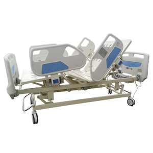 Lit d'hôpital électrique pour Chinois en étrangerie de Guangzhou XQ2014-A05-2 Beige 5 fonctions avec barrières de sécurité et boutons pour soins intensifs - Product Image 2