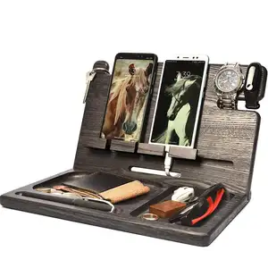 Factory Directly Multi-function Wood Mobile Phone Charging Station