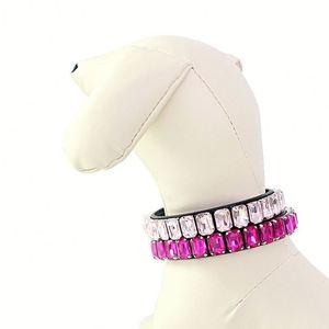 Colliers pour chiens en strass scintillants, en cuir PU, avec cristaux de verre et diamants, pour chiots, roses et bleus, avec laisses, accessoires pour chiens - Product Image 5