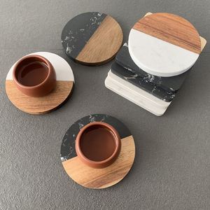 Hexagon Wood <b>Marble</b> <b>Coasters</b> Rustic Acacia Wooden <b>Coaster</b> Home Office Tea Coffee Cup Mats Pads Custom Logo - Product Image 3