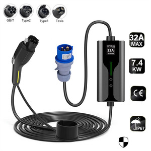 Cargador Portátil para Vehículos Eléctricos SENKU Monofásico <span class=keywords><strong>de</strong></span> 32A, Nivel 2, <span class=keywords><strong>Punto</strong></span> <span class=keywords><strong>de</strong></span> <span class=keywords><strong>Carga</strong></span> Doméstico, 3.5m a 20m, Precio <span class=keywords><strong>de</strong></span> Fábrica, 7 KW - Product Image 2