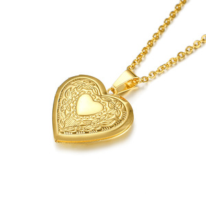 Collier médaillon photo ouvrable à Offre Spéciale coeur en acier inoxydable avec chaîne à maillons de style bohème pour les cadeaux de mariage en alliage de zinc - Product Image 3