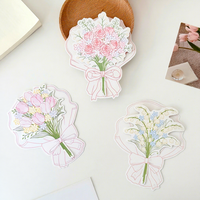 Kartu Buket 3D Cetak Kustom Set Ucapan Kreatif Tulisan Tangan Berembos Hadiah Liburan DIY Bunga Kertas