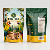 Sachet alimentaire personnalisé imprimé pour animaux de compagnie, réutilisable, avec fermeture éclair, en plastique laminé de qualité alimentaire pour aliments pour oiseaux