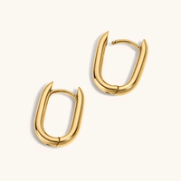 Hypoallergénique en forme de U or boucles d'oreilles cercle carré boucles d'oreilles pour femmes Huggie boucles d'oreilles bijoux De mode Joyeria De Moda