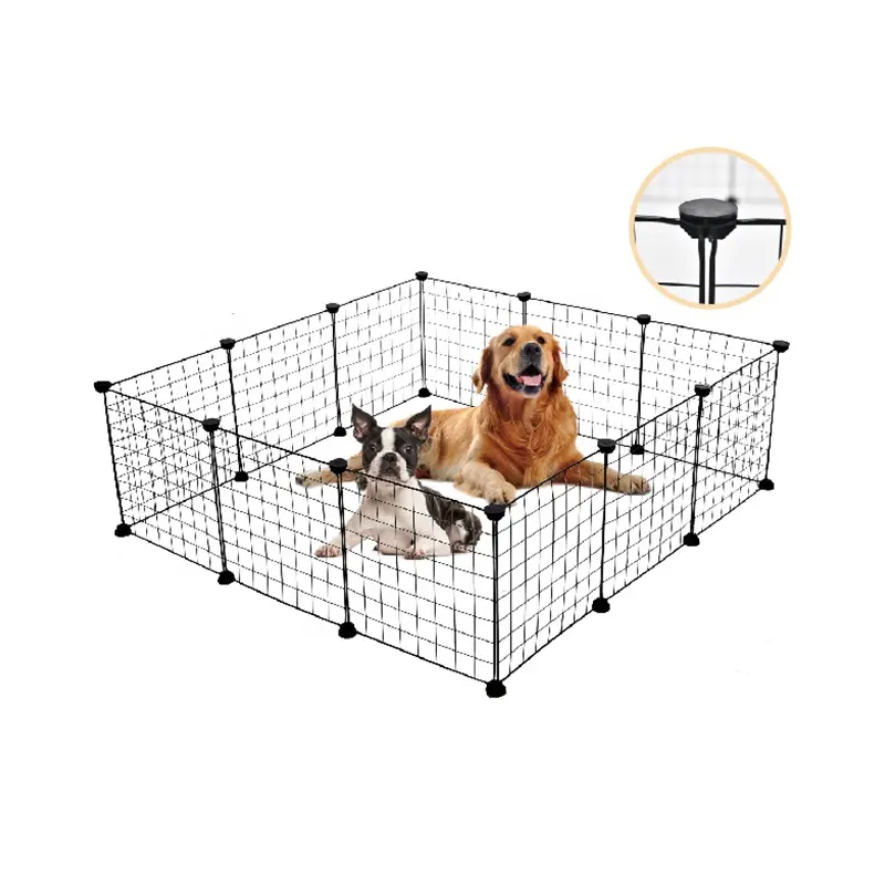 Outdoor Indoor staccabile facile installazione portatile nero esercizio recinzione per animali domestici box pieghevole penna per cani da compagnia in metallo