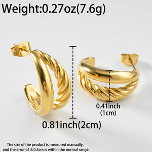 18K <b>Gold</b> Plated Stainless Steel <b>Small</b> <b>Hoop</b> Earrings Waterproof Tarnish Free Minimalist Daily Women Earrings - Product Image 6