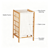 Panier à linge en bambou avec doublure, grand format, pour vêtements sales, chariot de rangement pour buanderie - Offre Spéciale