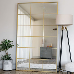 Espejo de Pared Rectangular Metálico Dorado con Diseño de Rejilla - 200cm X 120cm - Product Image 4