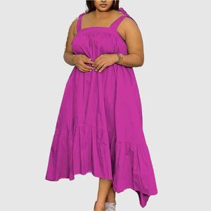 D0403me06 bán buôn Hot Bán giản dị đi ra ngoài màu rắn không tay cộng với kích thước maxi lỏng váy sehe thời trang - Product Image 4