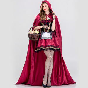 Disfraz de Halloween para Mujer Talla Grande, Capa Larga de Poliéster, Disfraz de <span class=keywords><strong>Caperucita</strong></span> <span class=keywords><strong>Roja</strong></span>, Traje de Reina - Product Image 1