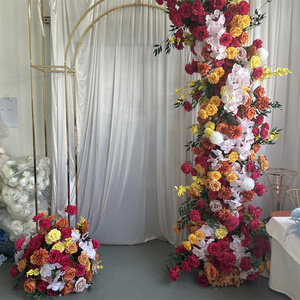 Arche florale IFG avec des fleurs tropicales de couleur fuchsia <span class=keywords><strong>rose</strong></span>, orange, <span class=keywords><strong>rose</strong></span> et hortensia pour la Pâques, la rentrée scolaire, le mariage, la décoration de fond - Product Image 3