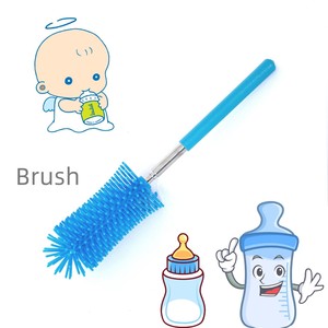Telescopic Stainless Steel Handle Baby <strong>Bottle</strong> Cleaning <strong>Brush</strong> with Silicone Head - Product Image 2