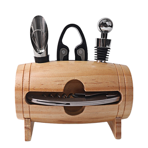 Juego de Regalo de 4 Piezas para Abrir Botellas de Vino en Caja de Madera - Sacacorchos de Acero Inoxidable con Logotipo Personalizable, 4 Funciones en 1 - Product Image 1