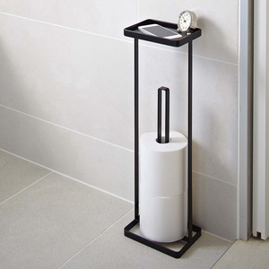 Porte-rouleau de papier toilette vertical, écologique, en fer, design rectangulaire moderne, sur pied, pour la maison - Product Image 1