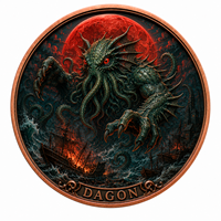 Pièce de monnaie en cuivre pur 999 de 1 oz, couleur cuivre, en relief, thème Mythos Cthulhu, série Mer Profonde, édition collector UV 3D