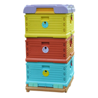 Colmena de Abejas de Plástico de 3 Niveles y 10 Marcos, Colmena Térmica Doble para Marcos y Base de Madera