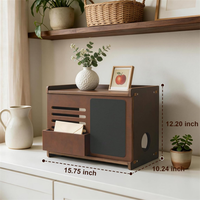 Organisateur de bureau multifonctionnel en bois avec tableau noir pour trier le courrier et support de routeur, idéal pour le bureau et la maison