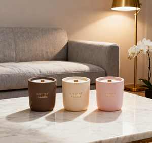 Barattolo per Candele in Ceramica C&H |   Contenitore per Candela Profumata Opaco Multicolore con Design Tipografico - Product Image 2