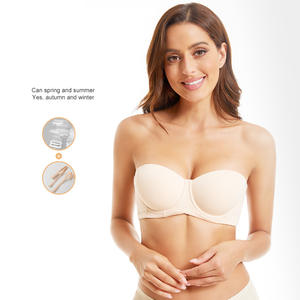 Soutien-gorge sans bretelles antidérapant invisible sans couture pour poitrine généreuse, fin, push-up, anti-affaissement, qui réduit l'apparence des poitrines volumineuses ou petites - Product Image 1