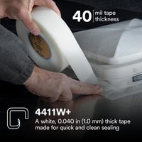 Ruban d'étanchéité extrême 3M 4411W+ Blanc 1 mm Étanche Sans Mastic Nécessaire Adhésif Acrylique à Support TPO Utilisation Extérieure