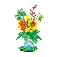 Vente directe d'usine 12 en 1 briques bouquet de fleurs enfants ensemble de construction bricolage mini bloc briques végétales