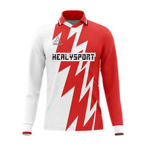 Maillot de football personnalisé rétro à manches longues, confortable et élégant, col montant, 100 % polyester, unisexe, rayures classiques, numérique - Product Image 1