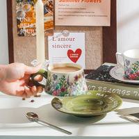 Ensemble de tasses à thé en céramique rétro de luxe violettes en gros, cadeau moderne et exquis, souvenir, tasse à thé de l'après-midi