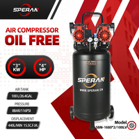 Kompresor Udara Portabel Piston Vertikal Industri SPERAN 100L 3KW 380V Tanpa Oli dan Senyap