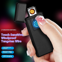 Briquet électronique USB classique en plastique, rechargeable et coupe-vent - Allumeur durable et écologique pour les voyages et l'utilisation de cigarettes