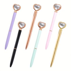 Cadeau de mariage promotionnel, petit stylo en forme de cœur, stylo à bille en métal avec diamant, stylo à bille en cristal - Product Image 1