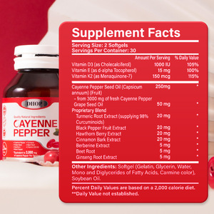 Capsules de piment de Cayenne en gros, complément alimentaire avec extrait de pépins de raisin, d'aubépine, de betterave, berbérine, vitamine <span class=keywords><strong>E</strong></span>, <span class=keywords><strong>D3</strong></span>+<span class=keywords><strong>K2</strong></span> - Product Image 6