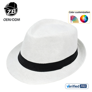 Sombrero Fedora de Paja Vintage de Ala Corta para Hombre y Mujer, Forro Suave, Banda Transpirable para el Sudor, Sombrero Panamá Trilby Personalizado para Verano y Playa - Product Image 1