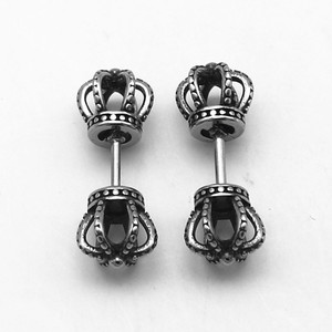 yunnique Crown Stud <b>Earrings</b> Titanium Steel Tibetan Silver Unisex Fashion Jewelry - Product Image 5